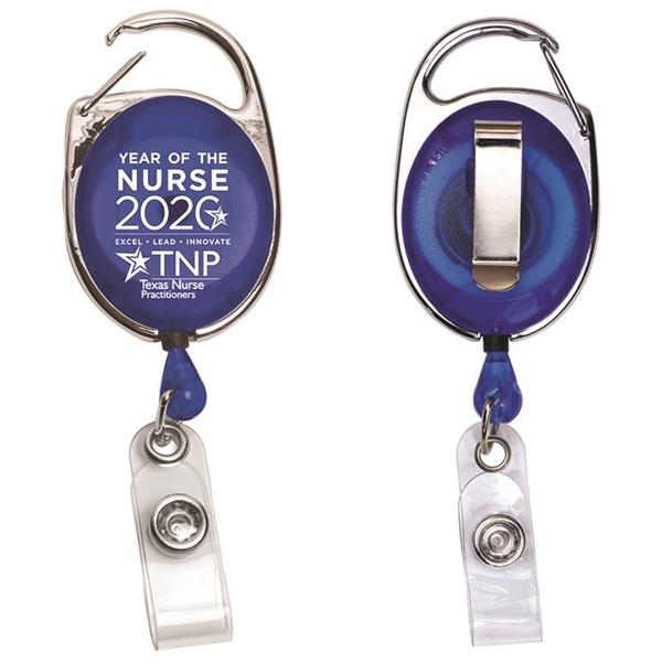 Imprinted Retractable Carabiner Style Badge Reel and Badge Holders